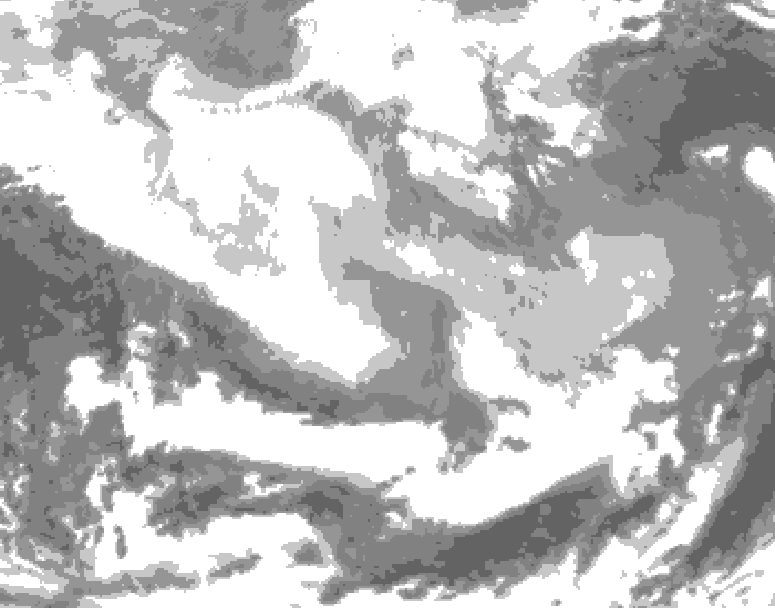 GDPS total cloud 018 hour forecast chart for Canada based on 2026/03/02 0000Z data