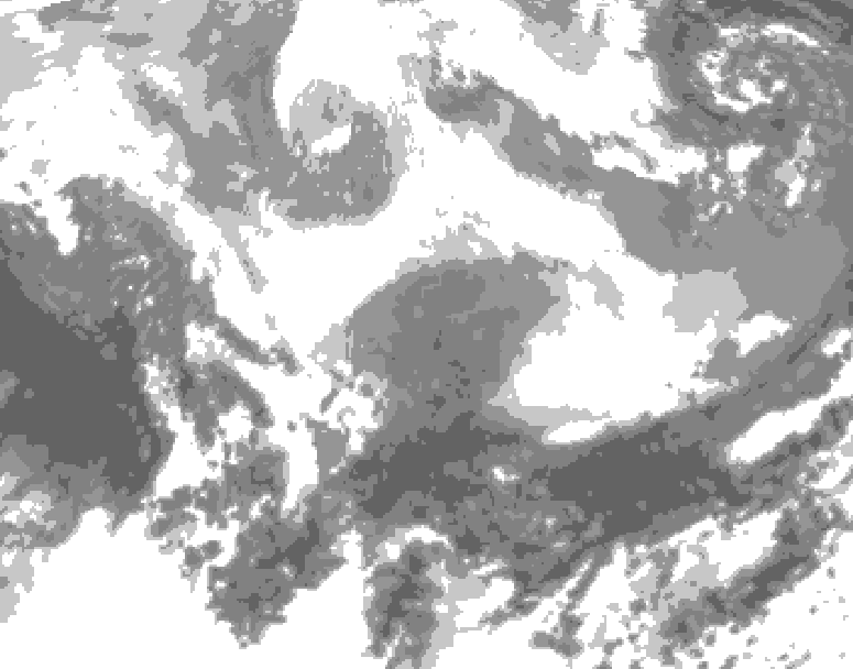 GDPS total cloud 102 hour forecast chart for Canada based on 2026/03/02 0000Z data