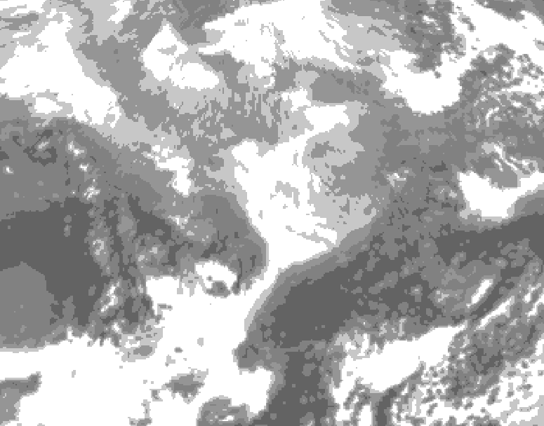 GDPS total cloud 132 hour forecast chart for Canada based on 2026/03/02 0000Z data