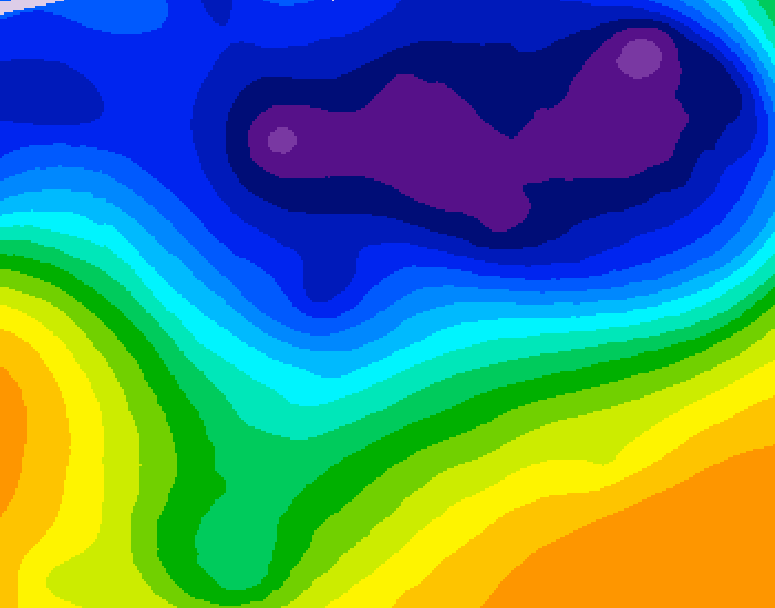 GDPS 500 millibar geopotential height 024 hour forecast chart for Canada based on 2026/03/05 1200Z data