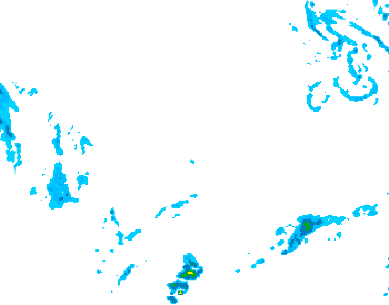 GDPS precipitation 018 hour forecast chart for Canada based on 2026/03/05 1200Z data