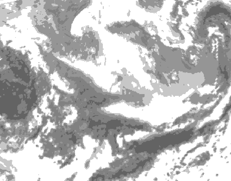 GDPS total cloud 018 hour forecast chart for Canada based on 2026/03/05 0000Z data