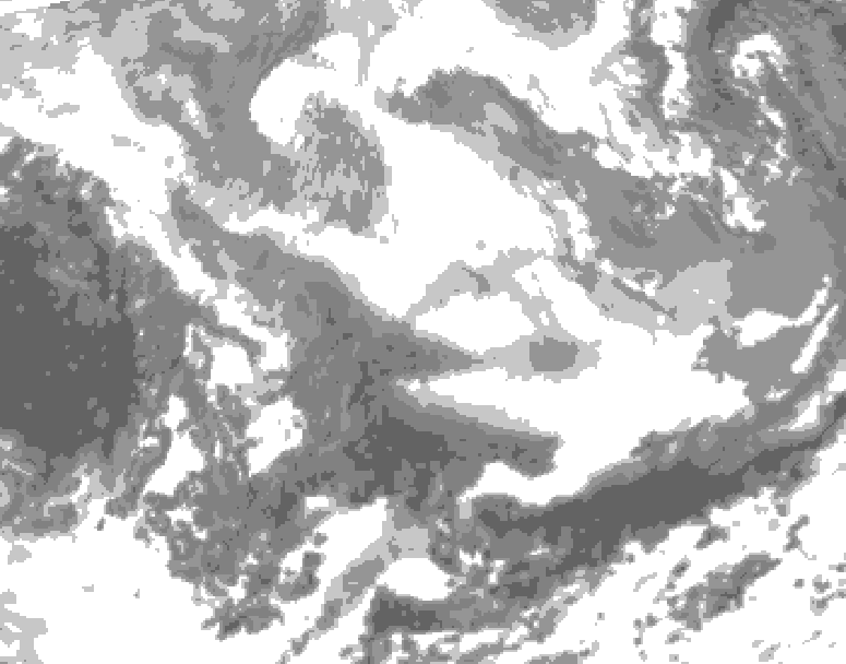 GDPS total cloud 012 hour forecast chart for Canada based on 2026/03/05 1200Z data