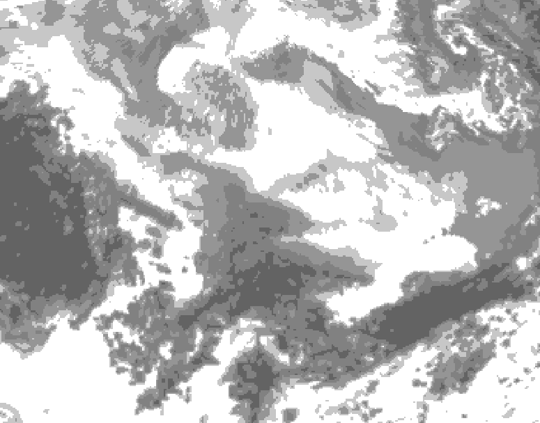 GDPS total cloud 018 hour forecast chart for Canada based on 2026/03/05 1200Z data