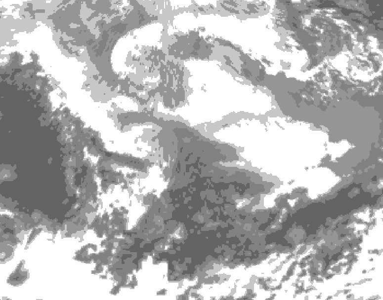 GDPS total cloud 024 hour forecast chart for Canada based on 2026/03/05 1200Z data