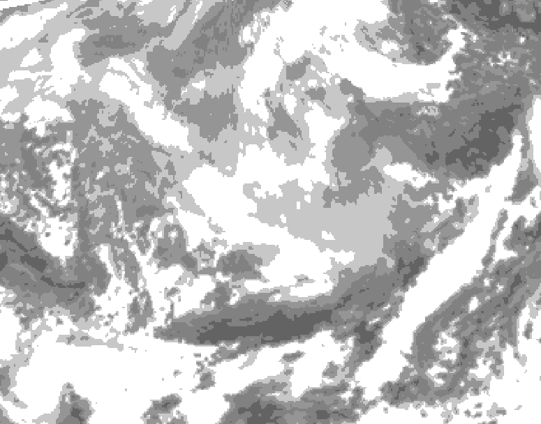 GDPS total cloud 090 hour forecast chart for Canada based on 2026/03/07 0000Z data