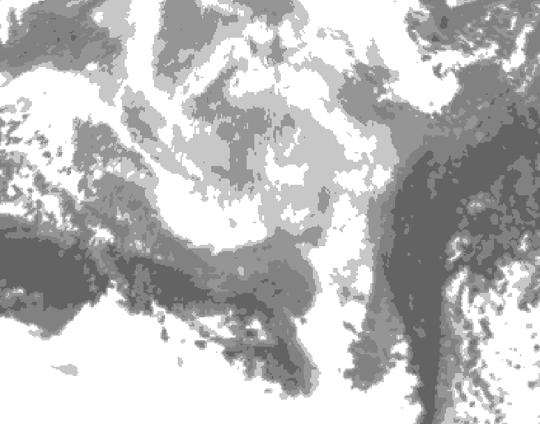 GDPS total cloud 150 hour forecast chart for Canada based on 2026/03/07 0000Z data