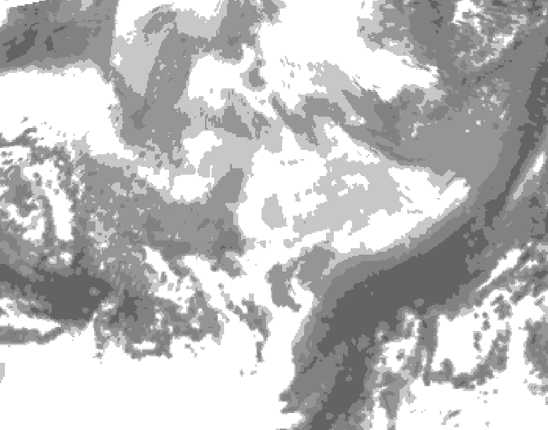 GDPS total cloud 096 hour forecast chart for Canada based on 2026/03/08 0000Z data