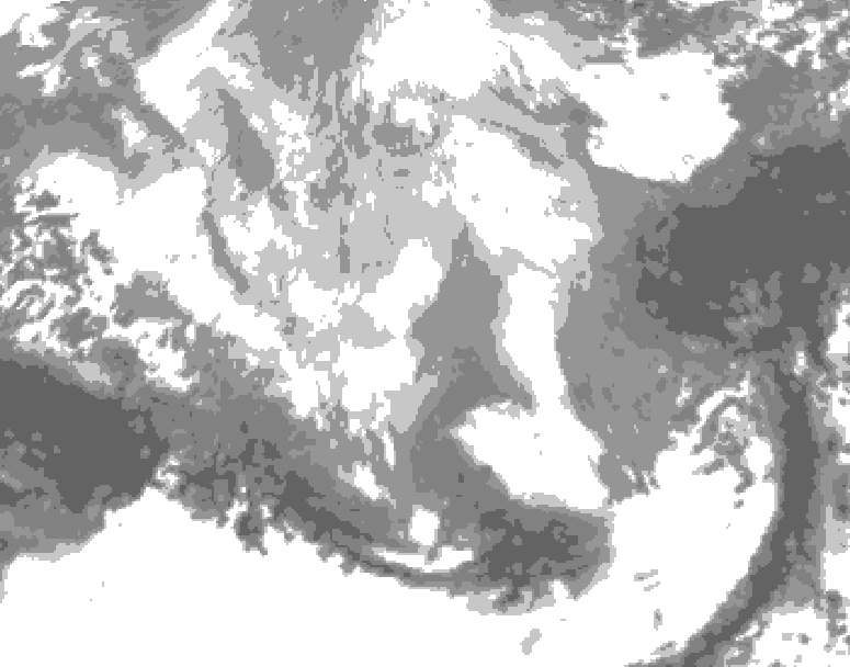 GDPS total cloud 132 hour forecast chart for Canada based on 2026/03/08 0000Z data