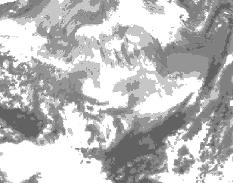 GDPS total cloud 072 hour forecast chart for Canada based on 2026/03/08 1200Z data