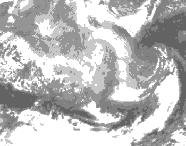 GDPS total cloud 120 hour forecast chart for Canada based on 2026/03/09 0000Z data