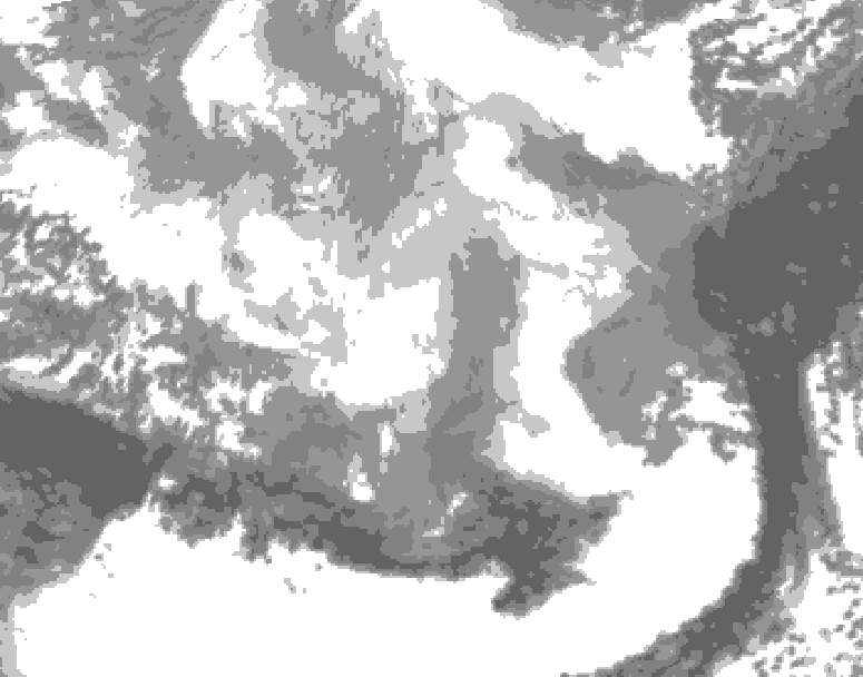 GDPS total cloud 096 hour forecast chart for Canada based on 2026/03/09 1200Z data