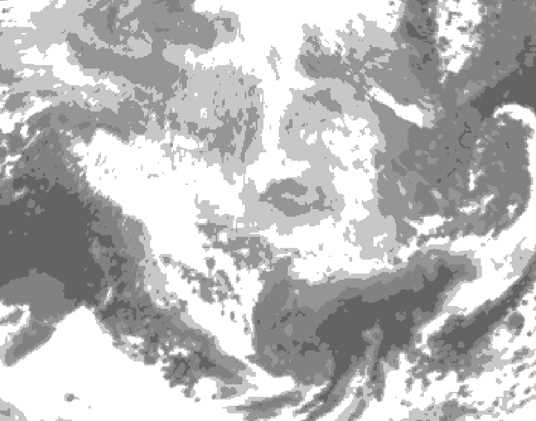 GDPS total cloud 156 hour forecast chart for Canada based on 2026/03/09 1200Z data