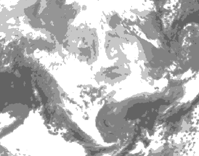 GDPS total cloud 162 hour forecast chart for Canada based on 2026/03/09 1200Z data
