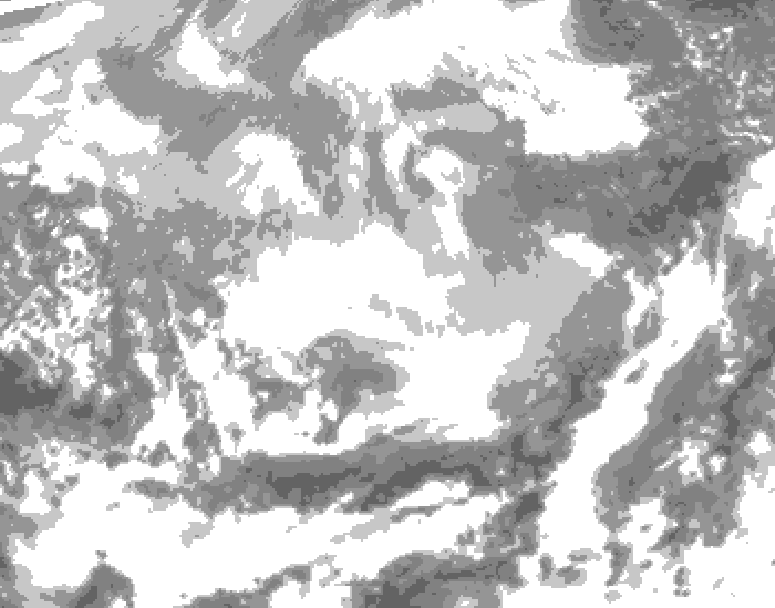 GDPS total cloud 018 hour forecast chart for Canada based on 2026/03/10 0000Z data