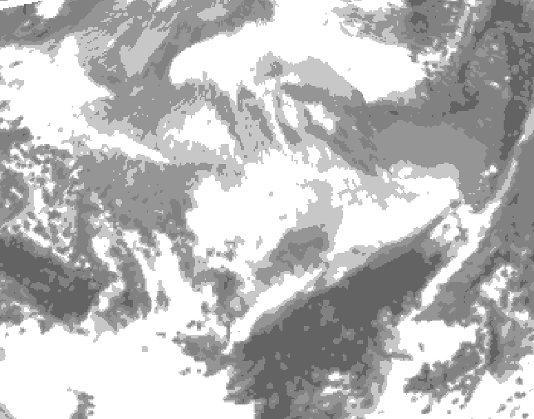 GDPS total cloud 036 hour forecast chart for Canada based on 2026/03/10 0000Z data