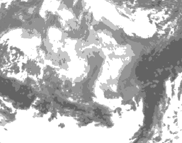 GDPS total cloud 072 hour forecast chart for Canada based on 2026/03/10 0000Z data