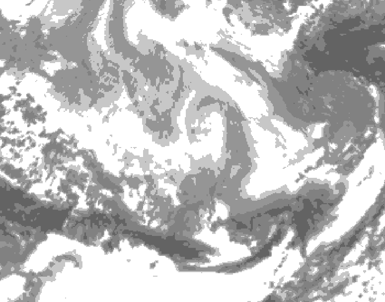 GDPS total cloud 102 hour forecast chart for Canada based on 2026/03/10 0000Z data
