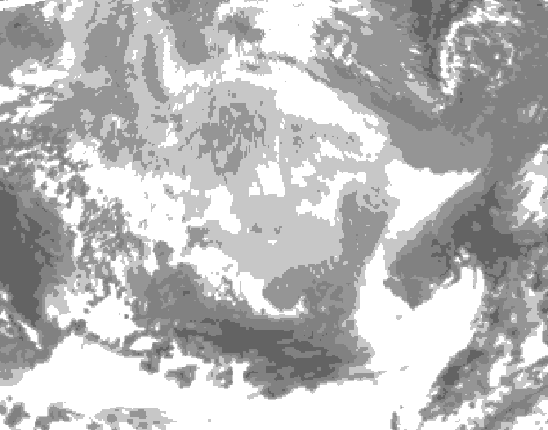 GDPS total cloud 120 hour forecast chart for Canada based on 2026/03/10 0000Z data