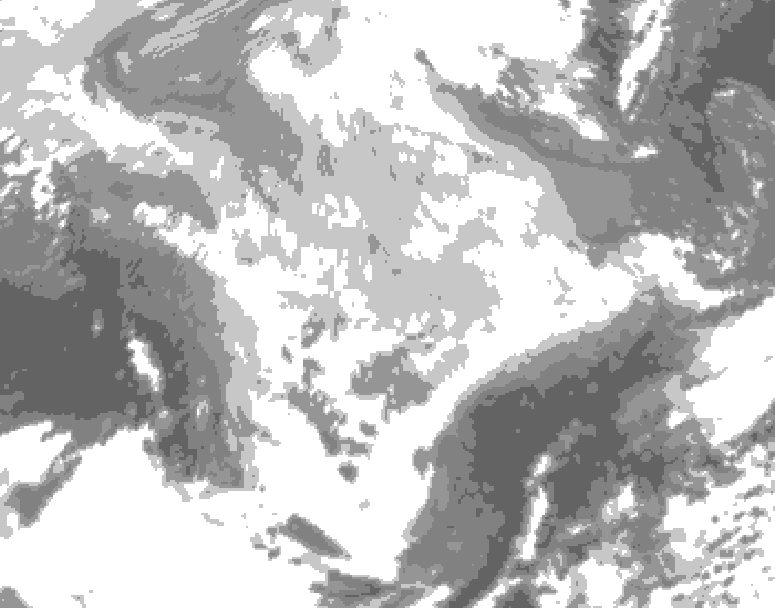 GDPS total cloud 150 hour forecast chart for Canada based on 2026/03/10 0000Z data