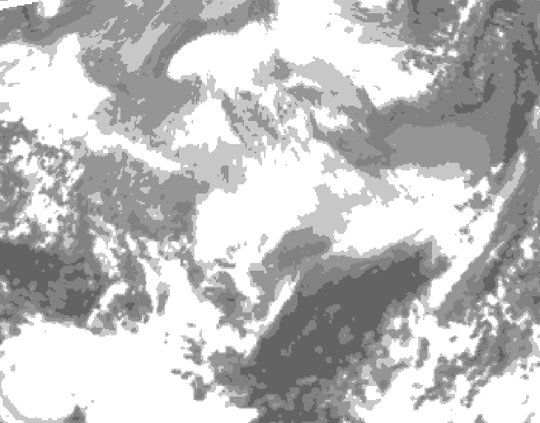 GDPS total cloud 012 hour forecast chart for Canada based on 2026/03/11 0000Z data
