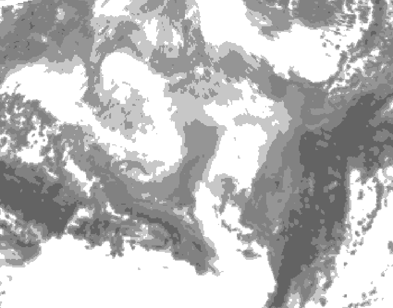 GDPS total cloud 042 hour forecast chart for Canada based on 2026/03/11 0000Z data