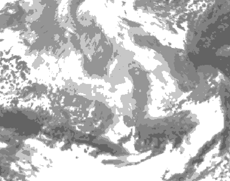 GDPS total cloud 072 hour forecast chart for Canada based on 2026/03/11 0000Z data