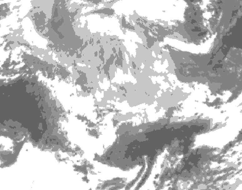GDPS total cloud 120 hour forecast chart for Canada based on 2026/03/11 0000Z data