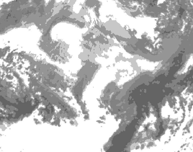 GDPS total cloud 018 hour forecast chart for Canada based on 2026/03/11 1200Z data