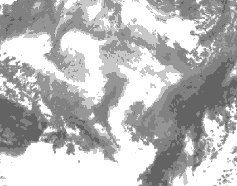 GDPS total cloud 024 hour forecast chart for Canada based on 2026/03/11 1200Z data