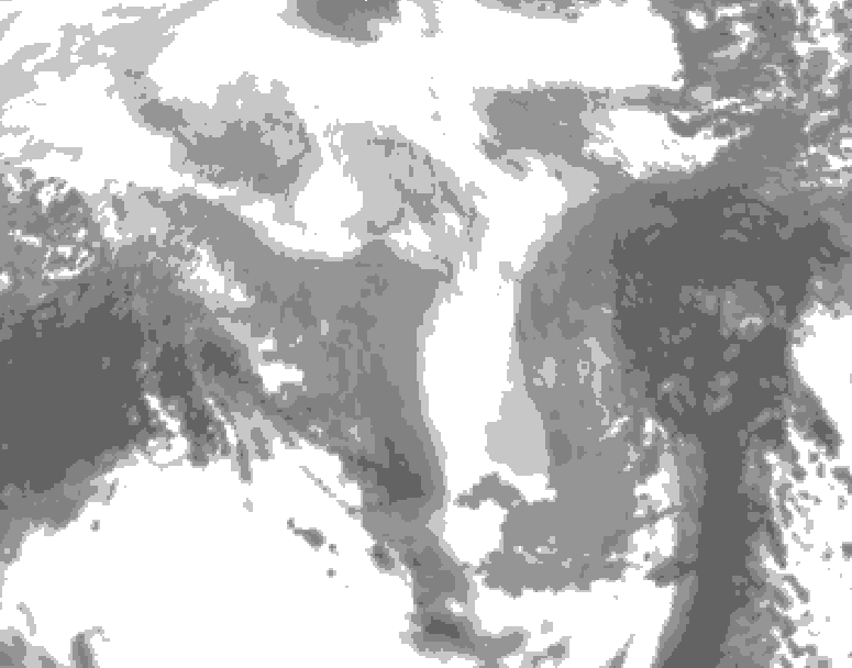 GDPS total cloud 150 hour forecast chart for Canada based on 2026/03/11 1200Z data
