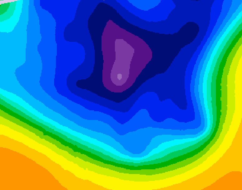 GDPS 500 millibar geopotential height 024 hour forecast chart for Canada based on 2026/03/12 1200Z data
