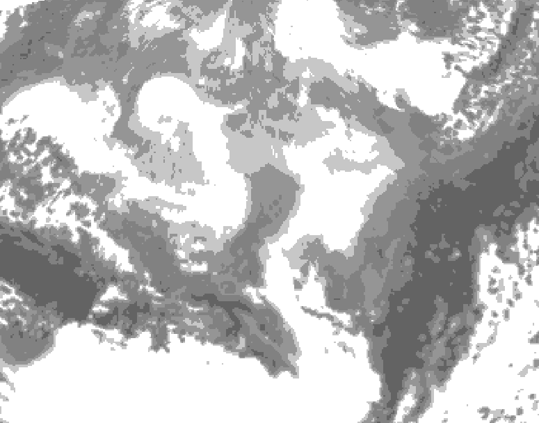 GDPS total cloud 018 hour forecast chart for Canada based on 2026/03/12 0000Z data