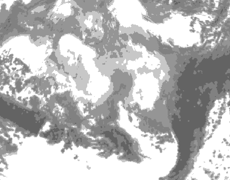 GDPS total cloud 024 hour forecast chart for Canada based on 2026/03/12 0000Z data