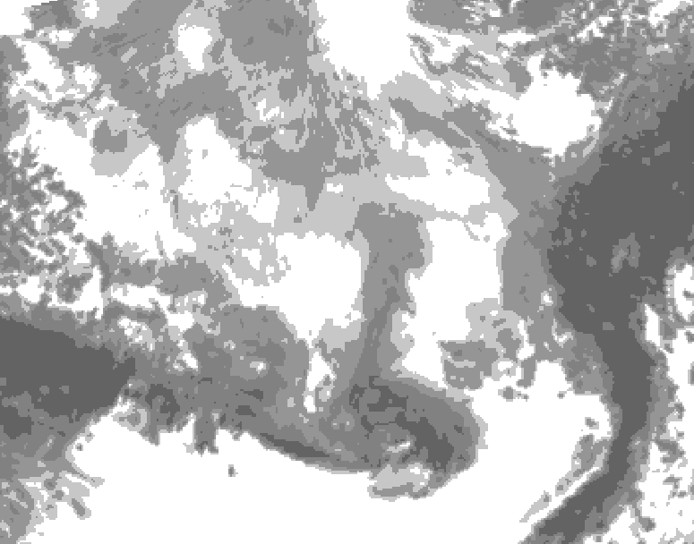 GDPS total cloud 036 hour forecast chart for Canada based on 2026/03/12 0000Z data