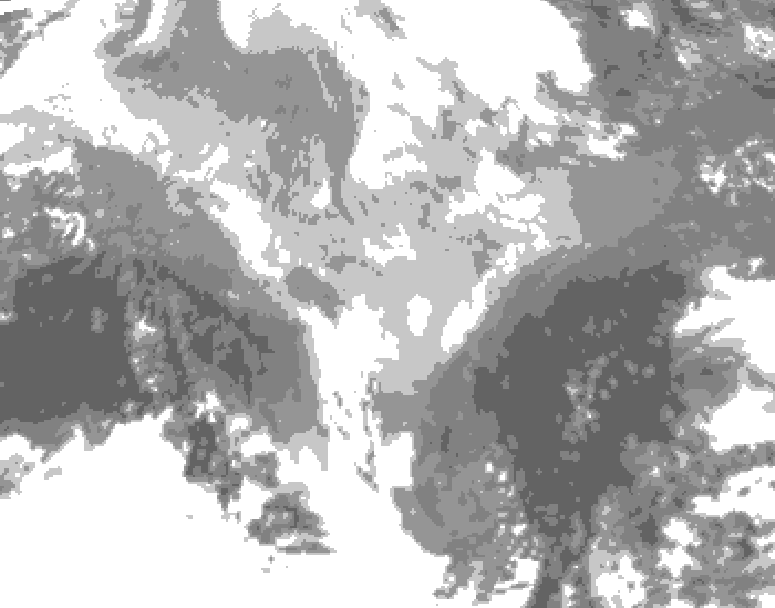 GDPS total cloud 120 hour forecast chart for Canada based on 2026/03/12 0000Z data