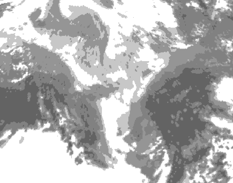 GDPS total cloud 126 hour forecast chart for Canada based on 2026/03/12 0000Z data