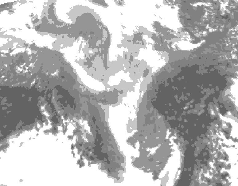 GDPS total cloud 132 hour forecast chart for Canada based on 2026/03/12 0000Z data