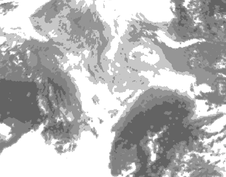 GDPS total cloud 096 hour forecast chart for Canada based on 2026/03/12 1200Z data