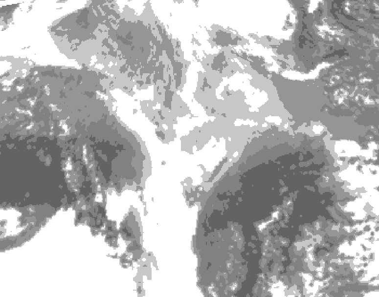GDPS total cloud 102 hour forecast chart for Canada based on 2026/03/12 1200Z data