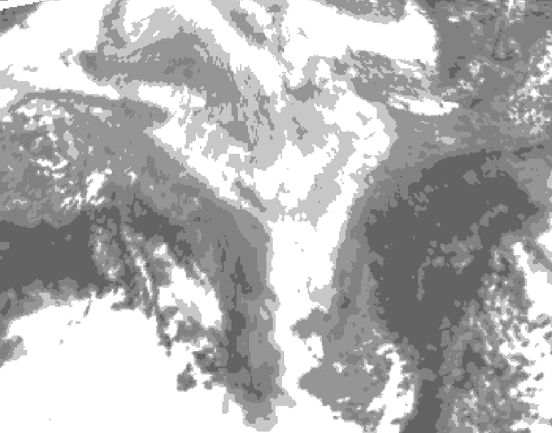 GDPS total cloud 120 hour forecast chart for Canada based on 2026/03/12 1200Z data