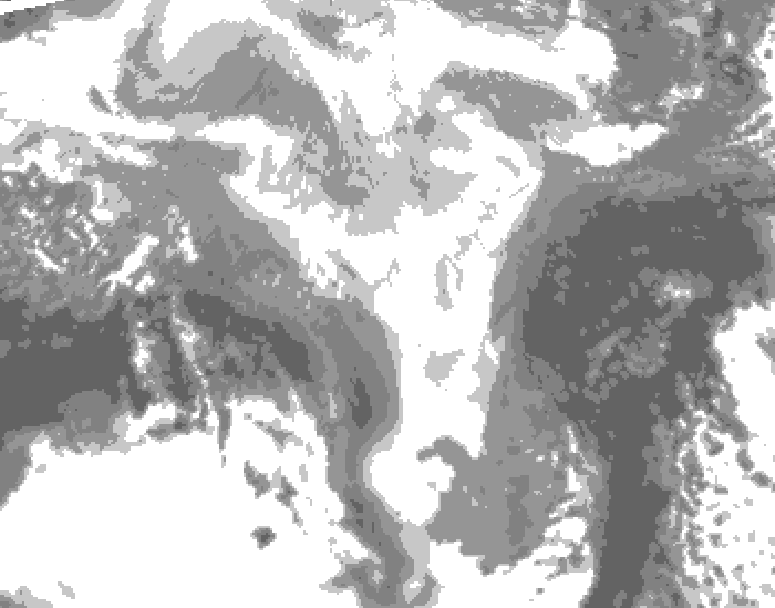 GDPS total cloud 126 hour forecast chart for Canada based on 2026/03/12 1200Z data
