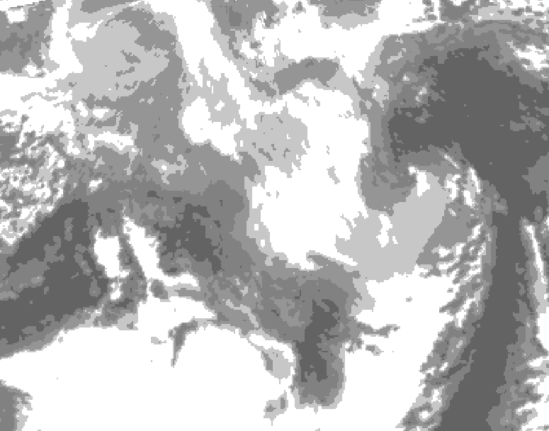 GDPS total cloud 150 hour forecast chart for Canada based on 2026/03/12 1200Z data