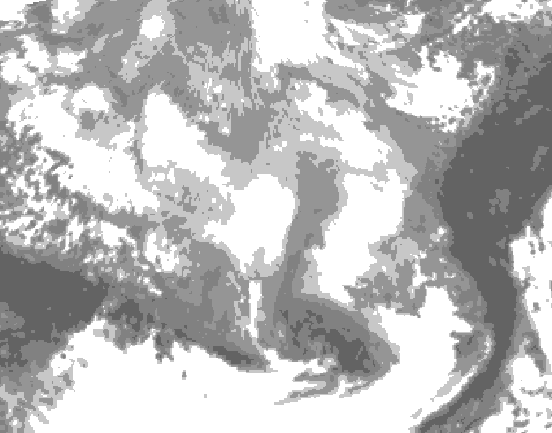 GDPS total cloud 012 hour forecast chart for Canada based on 2026/03/13 0000Z data