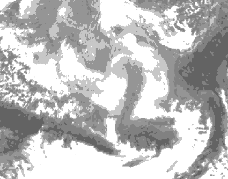 GDPS total cloud 018 hour forecast chart for Canada based on 2026/03/13 0000Z data