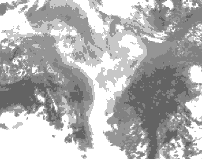 GDPS total cloud 102 hour forecast chart for Canada based on 2026/03/13 0000Z data
