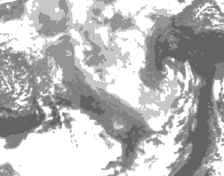 GDPS total cloud 132 hour forecast chart for Canada based on 2026/03/13 0000Z data