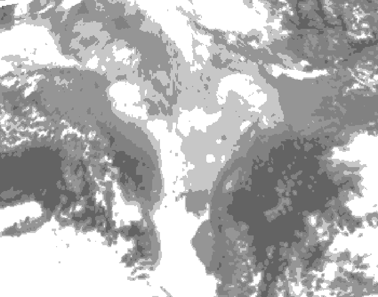 GDPS total cloud 084 hour forecast chart for Canada based on 2026/03/13 1200Z data