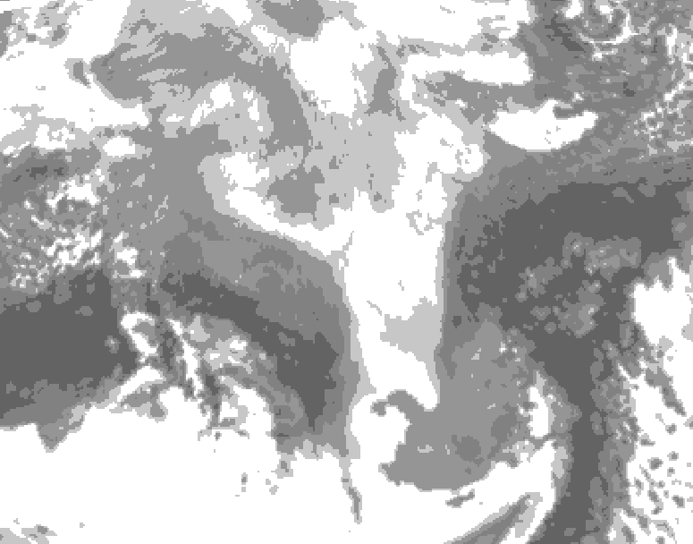 GDPS total cloud 102 hour forecast chart for Canada based on 2026/03/13 1200Z data