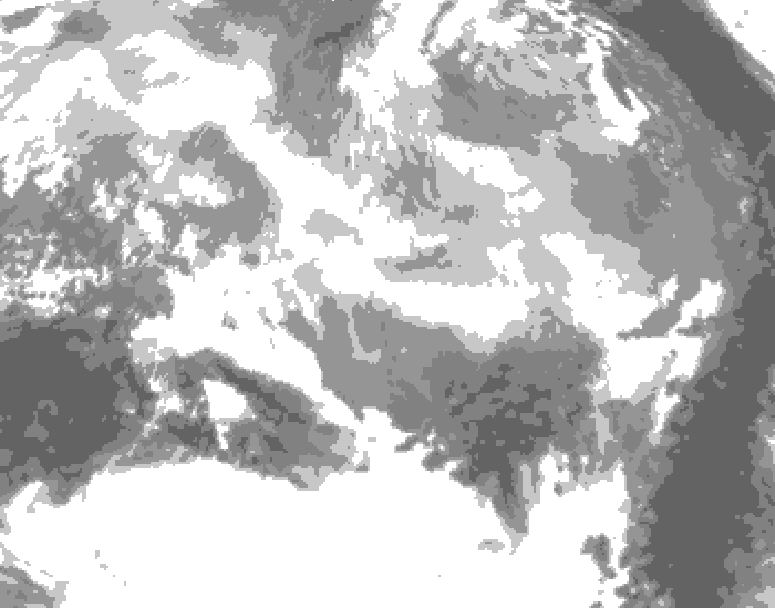 GDPS total cloud 150 hour forecast chart for Canada based on 2026/03/13 1200Z data